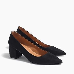 J.Crew black Bryn microsuede pointy-toe block heels size 7